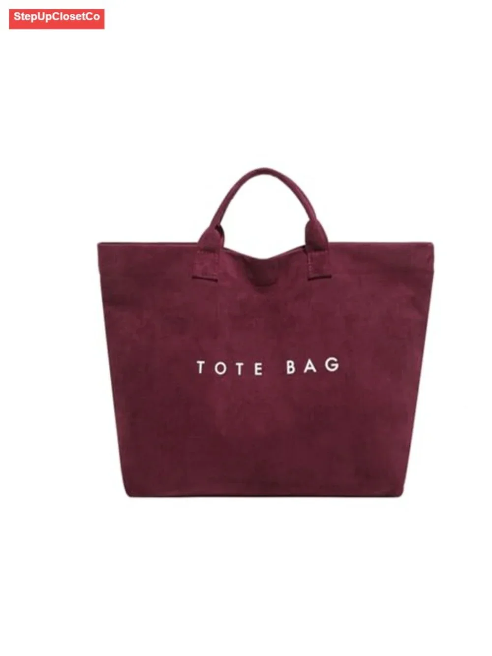 Suede Tote Bag for Women Letter Print Hobo Handbag